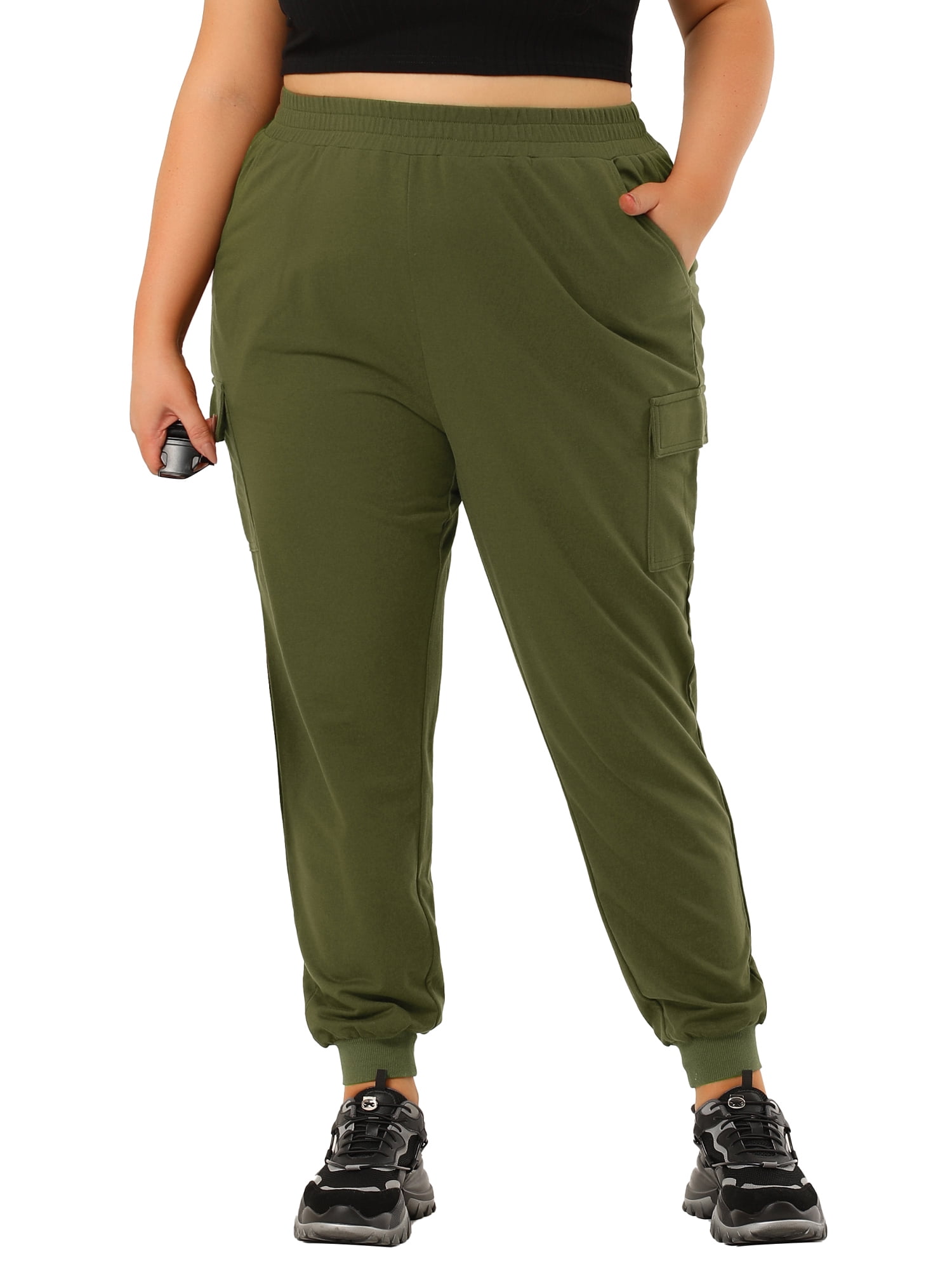Women's Plus Cargo Sweatpants Stretch 