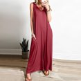 thumbnail image 2 of FLMEI Plus Siz Jumpsuits for Women Casual Jumpers Summer Rompers Sleeveless Loose Wide Leg Overalls with Pockets S-3XL, 2 of 9