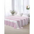 thumbnail image 5 of Pink Stripe California King Size Flat Sheet, Wrinkleproof & Fadeproof Cooling Flat Bed Sheet Only, Modern Simple Geometric White Striped Breathable Soft Bedding Top Sheets 108 x 98 Inches, 5 of 8