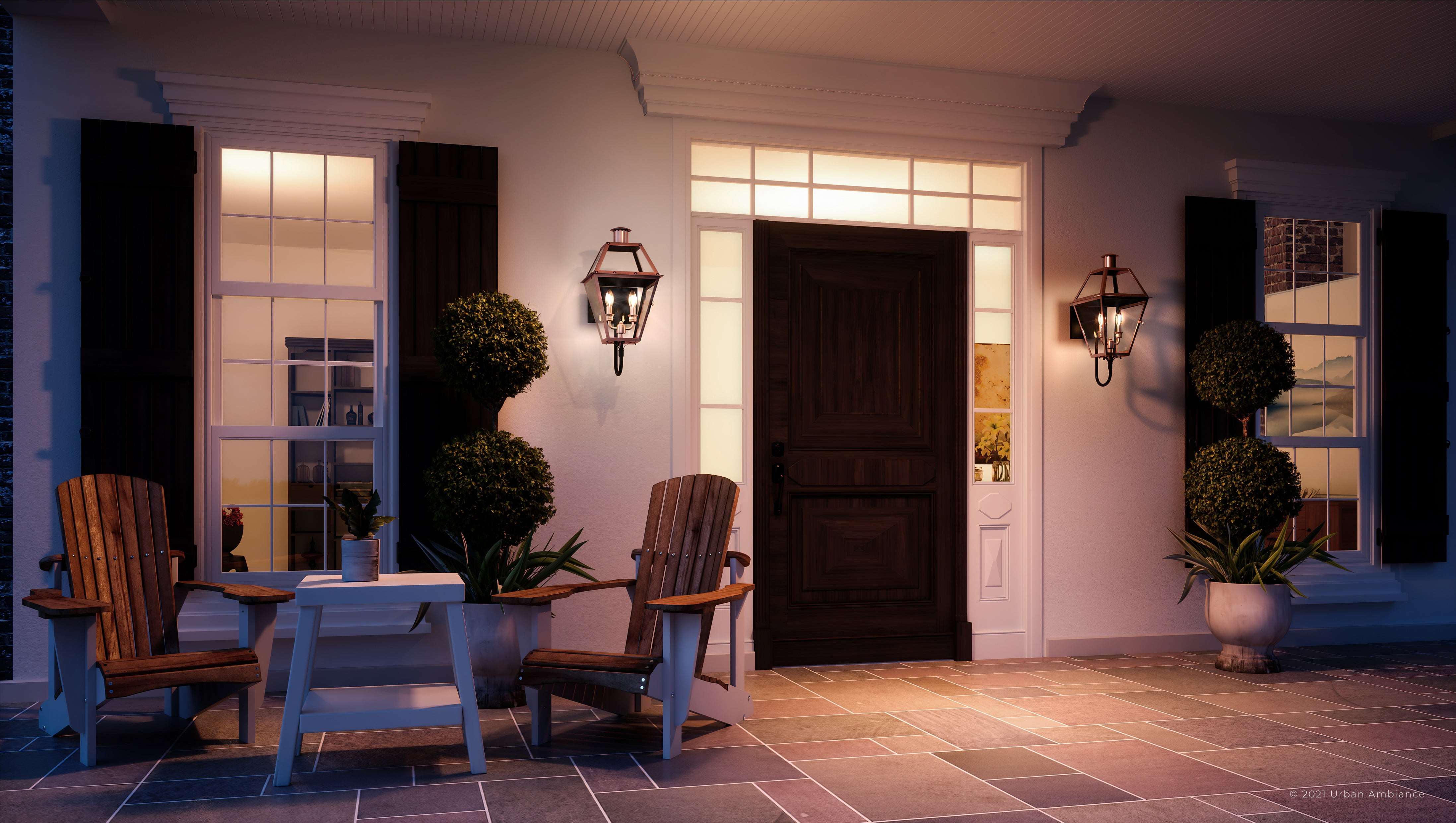 Luxury Rustic Wall Sconce, Large Size: 23.5H x 10.5"W, with Tudor Style Elements, Rustic Copper Finish, UQL1370 from the Paris Collection by Urban Ambiance
