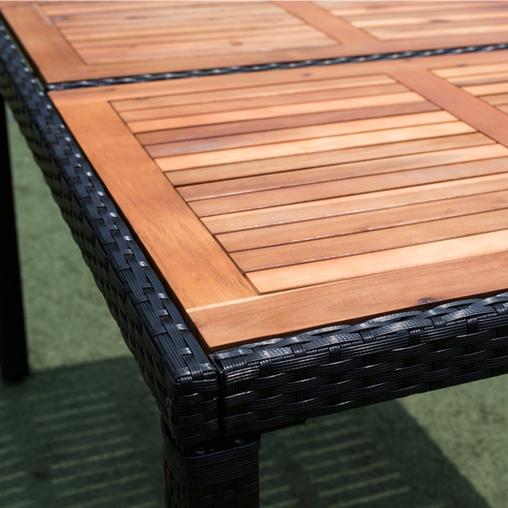 7 Piece Outdoor Patio Dining Set,Outdoor Wicker Furniture Set with Brown Rattan Dining Table and Chairs with Cushions,Black Wicker + Creme Cushion