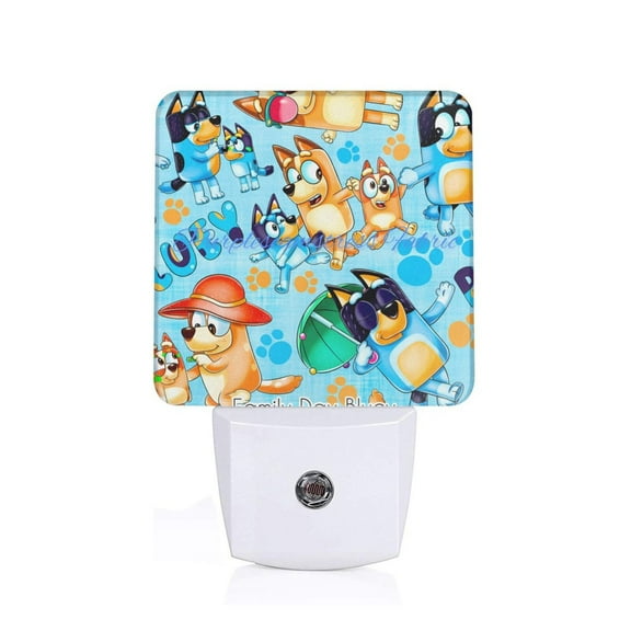 Masiiu Bluey Print LED Night Lights with Dusk to Dawn Sensor, Kids Nightlight for Bedroom,Baby Nursery,Hallway-US