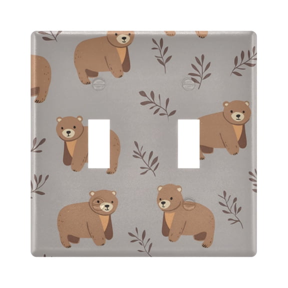 Yayeee Toggle Light Switch Wall Plate 2-Gang 4.56"x4.48" Decorative Outlet Cover, Cartoon Bear