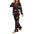 thumbnail image 2 of SCRAWLGOD Love Heart Womens Button Up Pajama Sets for Women Long Sleeve Pants and Top Size XL V Neck Ladies 2 Piece Pajamas Comfy House Wear for Women, 2 of 7