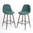 thumbnail image 4 of Homy Casa Swivel 26'' Height Upholstered Bar Stool, Teal (Set of 2), 4 of 8
