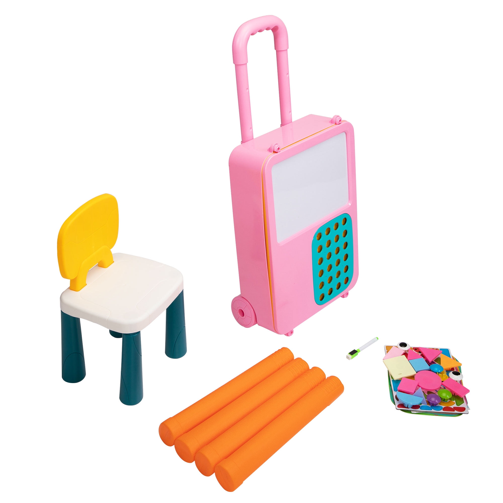 Lowestbest Kid Activity Table & Chair Set, Building Blocks Table for Toddler 3-10 Year Old, Pink Lowestbest Kid Activity Table & Chair Set, Building Blocks Table for Toddler 3-10 Year Old, Pink