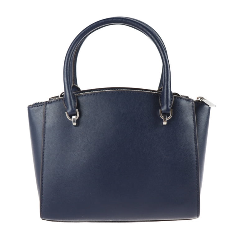 Pre-Owned Michael Kors handbag leather navy silver metal fittings 