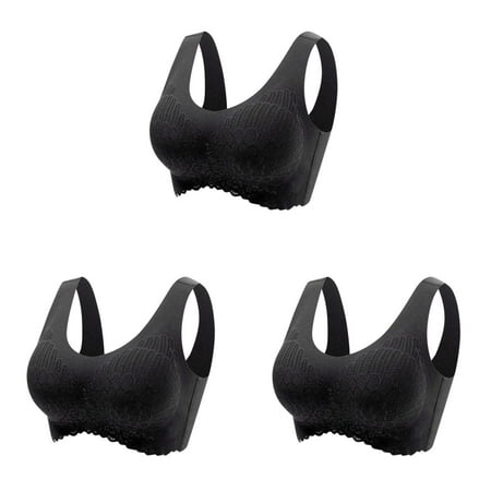 or Women Underwear Gathering Sleep Bra Strapless Front Buckle Lift Bra Latex Underwear Traceless Back Strapless Bra for Women Heart Bar Strapless ceangrtro Black (3Packs) Black (3Packs)