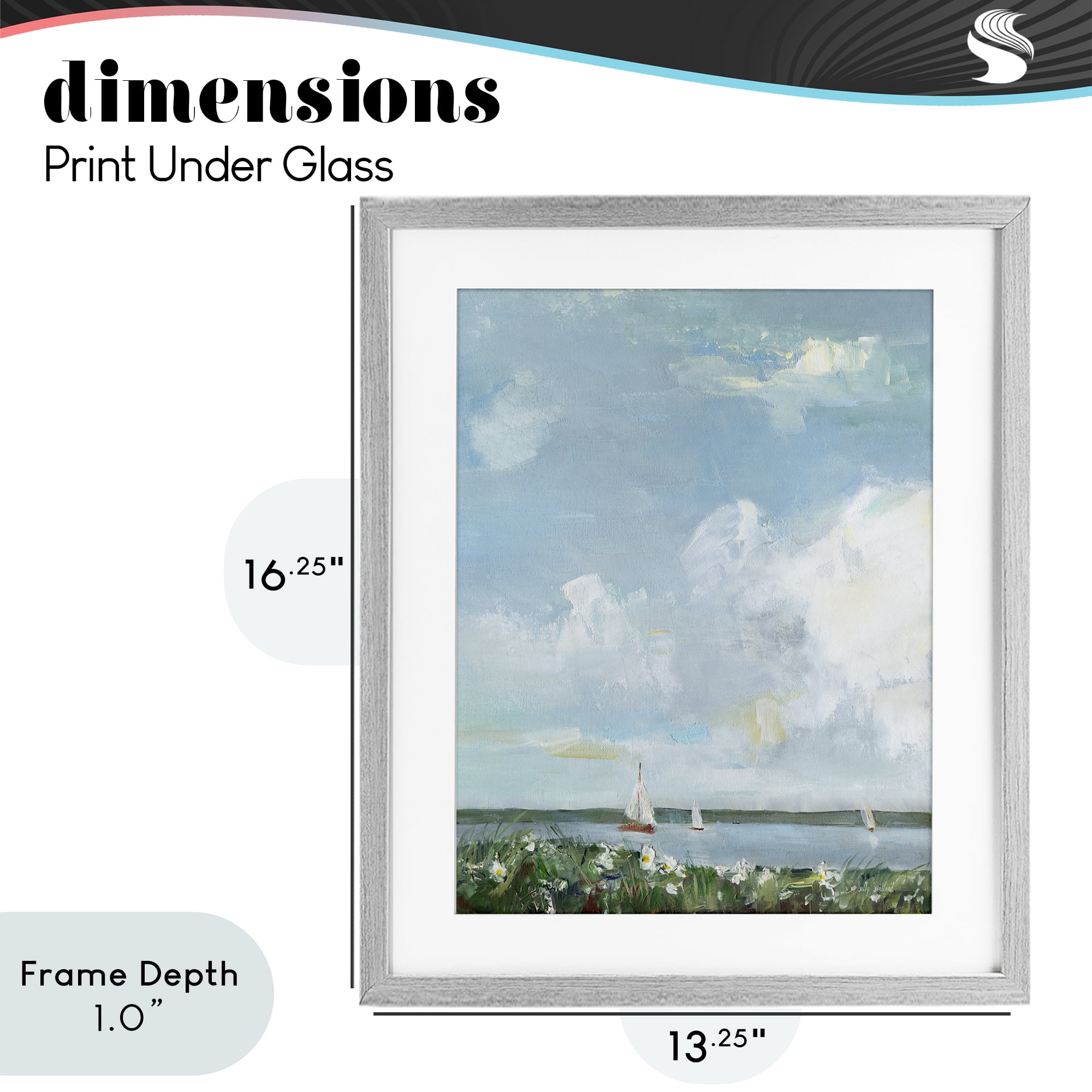 Stupell Industries Seaside Sailing Under Clouds Gray Framed Print Under Glass, design by Sally Swatland