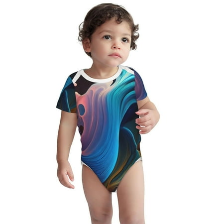 

Kdxio Vibrant Fluid Motion Art Pattern Unisex Baby Cotton Short Sleeve Bodysuits-2 Years