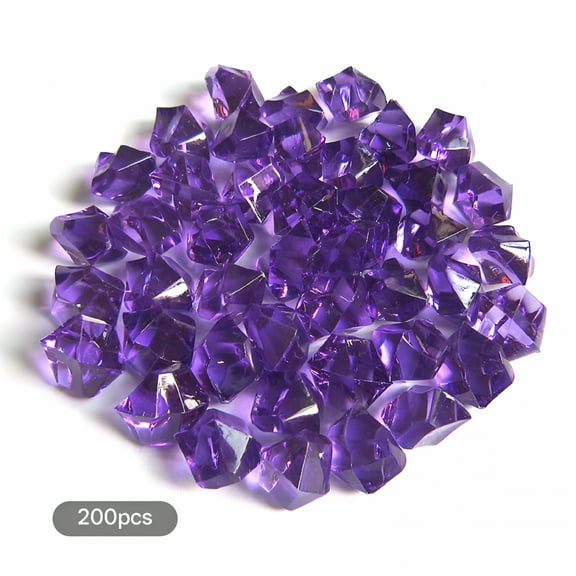 ACDANC Acrylic Stones, 200Pcs Plastic Gem Stone Ice Rocks Table Scatter Vase Fish Tank Decoration Purple