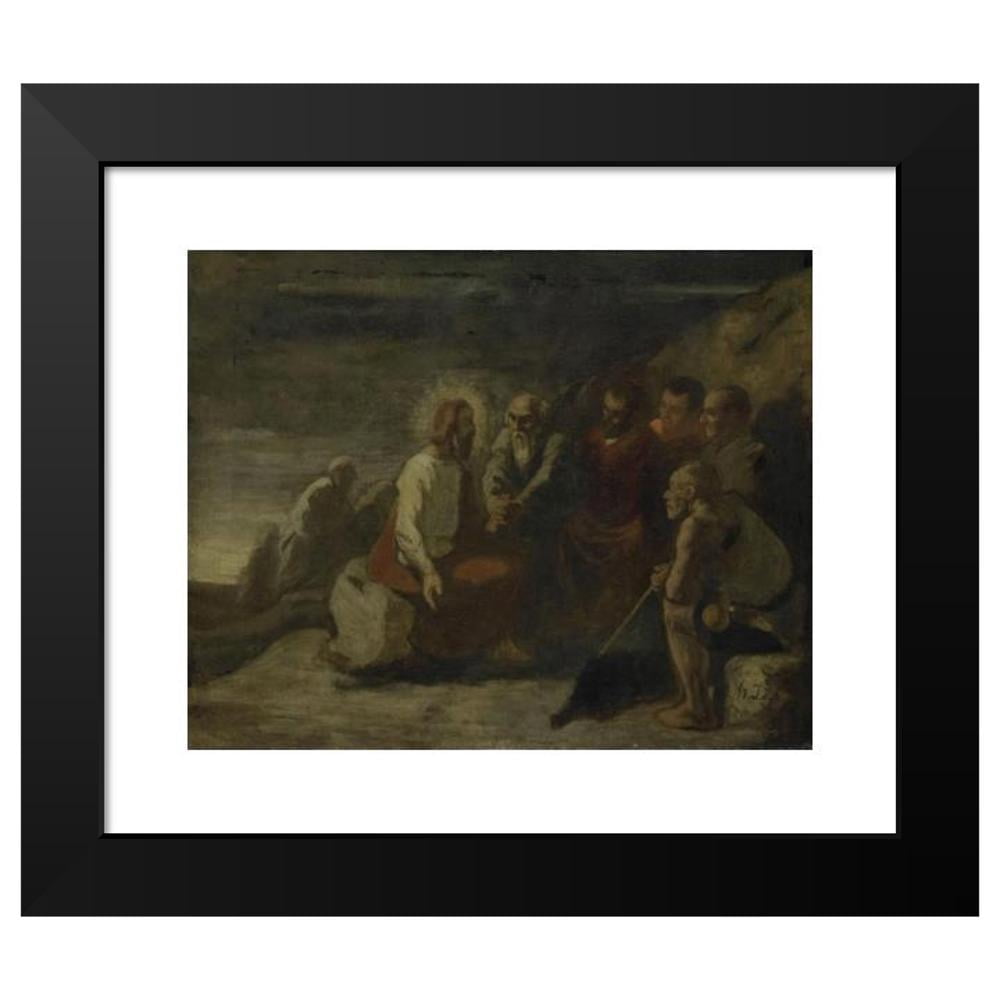 Honoré Daumier 14x12 Black Modern Framed Museum Art Print Titled - Christ and His Disciples (1830 - 1879)