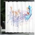 thumbnail image 3 of Ambesonne Xmas Shower Curtain, Santa Waving Hand and Deer, 69"Wx70"L, White Multicolor, 3 of 4