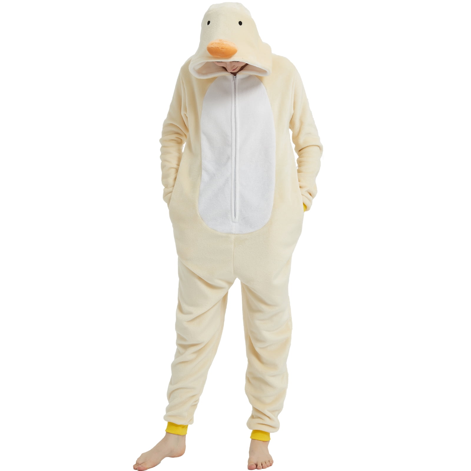 SWEETXIN Adult Halloween One-Piece Pajamas Duck Cosplay Costume Suit for Women and Men SizeL