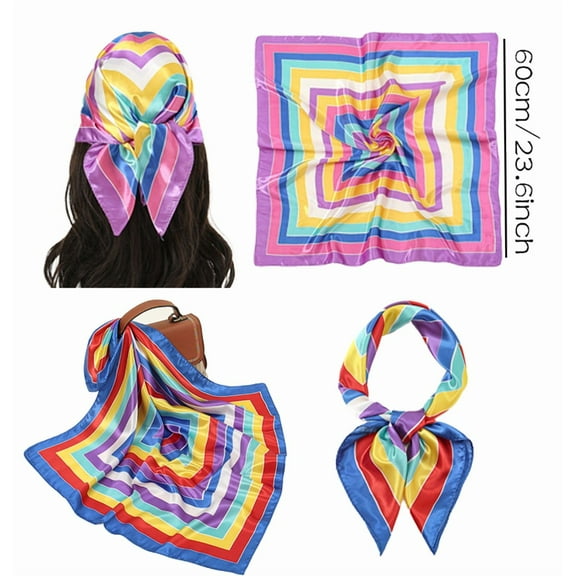 Yoyauz Silk Scarf Women's Fashion Pattern Large Square Satin Turban Headpiece 23.6 Inch