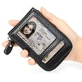 thumbnail image 5 of Genuine Leather Holder Zipper Credit Card Wallet RFID Credit Card Wallet with ID Card Window, 5 of 6