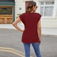 thumbnail image 4 of Plebaso Hauts pour Femmes Manches Courtes Col Rond T-Shirts Mignons Décontractés Couleur Unie Blouses Texturées 2025, 4 of 5