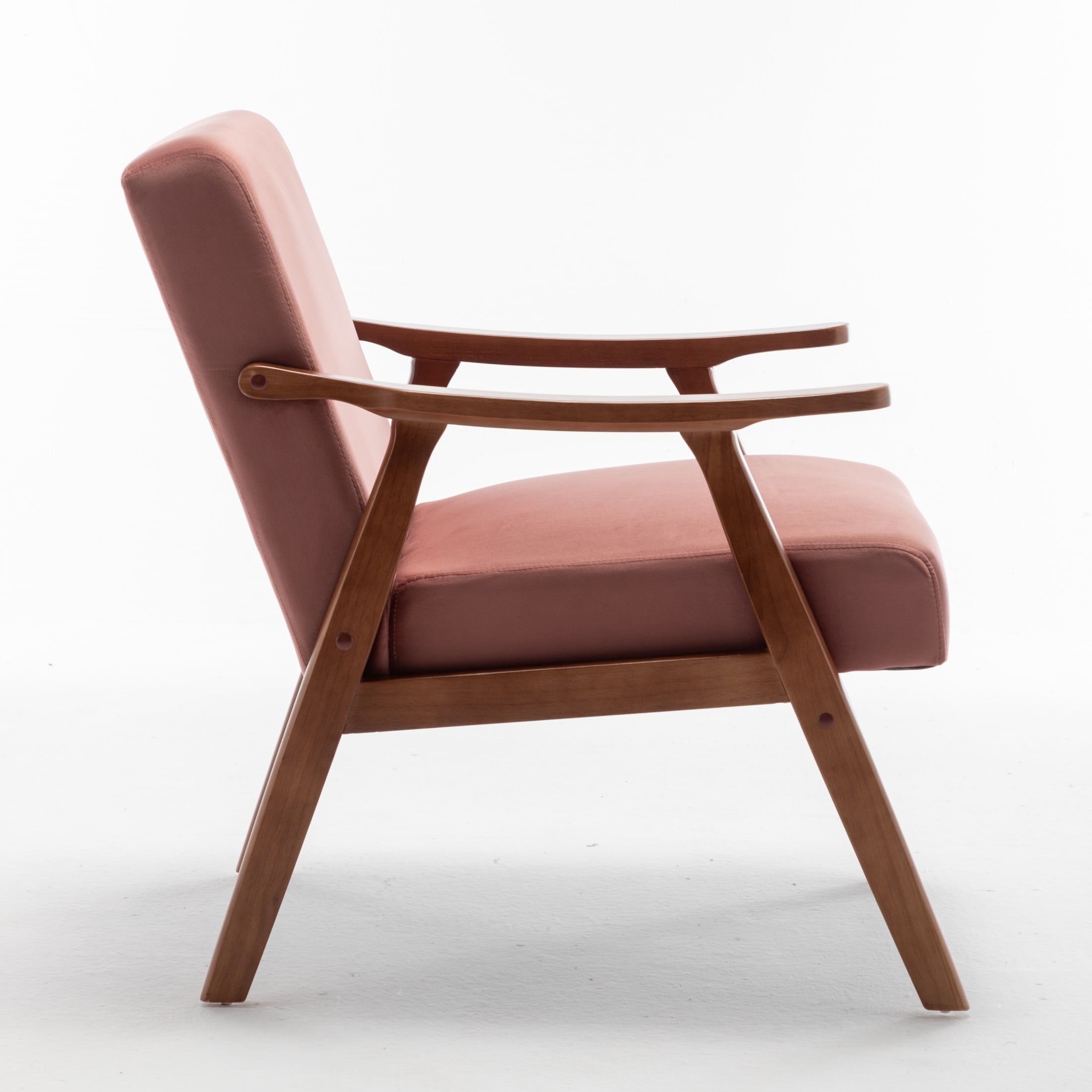 GDF Studio Mid-Century Modern Accent Chair with Velvet Upholstery & Solid Wood Frame, Rose