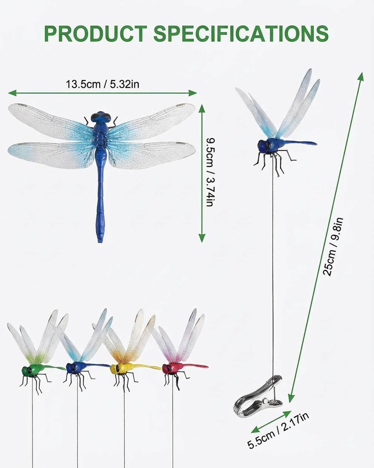 AHeartcove Dragon Fly Clips for Bugs Repellent Decor, 3D Fake Dragonfly Rod Clip Repe Llent to Keep Bug Away, Realistic Decoy Plant Clips for Garden Yard Patio Decorative Outdoor (40)