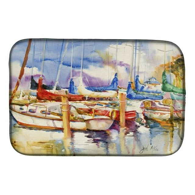 Carolines Treasures JMK1072DDM Run Away Sailboats Dish Drying Mat