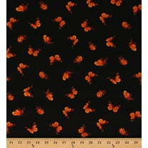 Cotton Orange Butterflies on Black Butterfly Insects Bugs Cotton Fabric Print by the Yard (BUTTERFLY-C8477-BLACK)