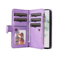 thumbnail image 2 of Multifunctional Case for Google Pixel 7,Card Slots[RFID Blocking],Durable Flip Folio Kickstand Magnetic Closure Leather Zipper Wallet Wrist Strap Shockproof Case for Google Pixel 7, Purple, 2 of 12