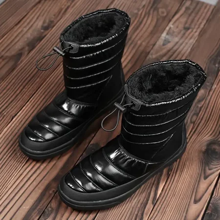

Men‘s Warm Fleece Thermal Comfortable Non Slip Drawstring Fashion High Top Snow Boots Winter