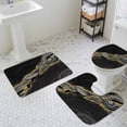 thumbnail image 5 of Black Gold Marble Bathroom Rugs Set Grey Luxury Modern Abstract Wave Texture Non Slip Absorbent Soft Bath Mats 3 Piece Set with Bathroom Rug, U-Shaped Floor Mat, Toilet Seat Cover Large Size, 5 of 9