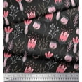 thumbnail image 2 of Soimoi Gray Cotton Duck Fabric Tribal Leaves Print Fabric by Yard 42 Inch Wide, 2 of 3