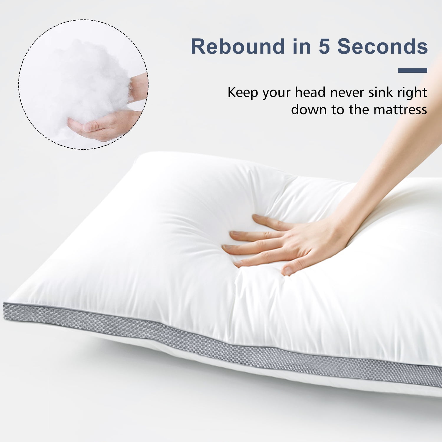 JML Luxury Down-Alternative Pillows for Sleeping, Cotton Cover Bed Pillows, King, 2-Pack