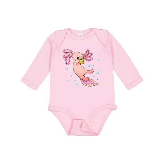 Inktastic Cute Axolotl Loves Tacos Boys or Girls Long Sleeve Baby Bodysuit