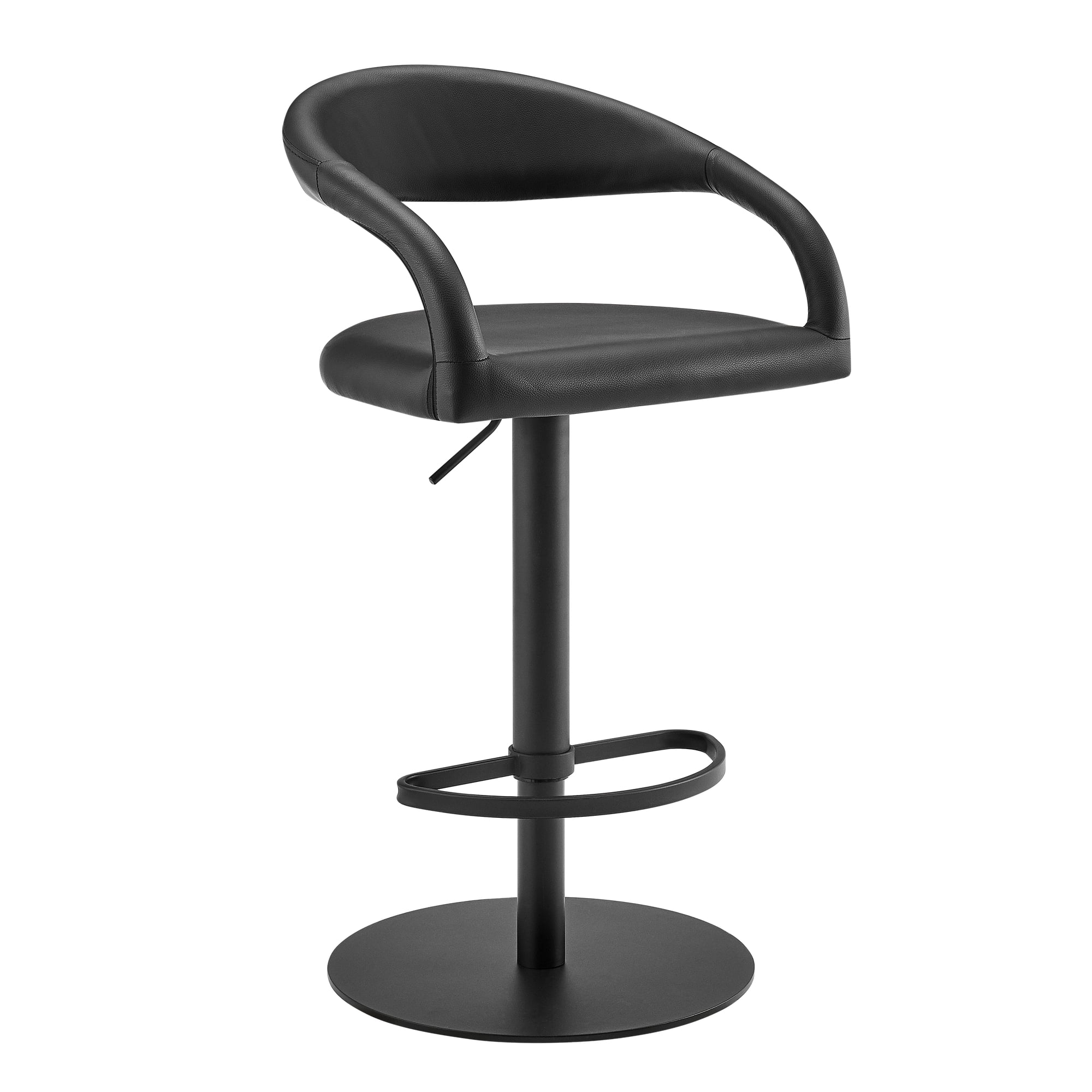 Marlow Modern Contemporary Swivel Metal Adjustable Height Barstool With Faux Leather Seat