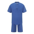thumbnail image 5 of Michellecmm  Men Beachwear Sets Short Sleeve Button Up Tops Solid Color Shorts Set, 5 of 9