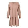 thumbnail image 5 of Robe Chandail à Manches Longues Automne 2025 pour Femmes Col Rond Patchwork Côtelé Robe Décontractée Mini Robes, 5 of 5