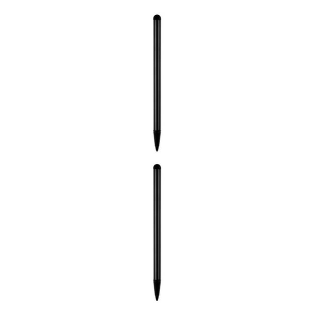Seitruly Práctico bolígrafo capacitivo aleación de aluminio resistivo punta dura lápiz Stylus Pen bolígrafos de pantalla táctil a prueba de Negro 2piezas