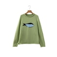 thumbnail image 6 of TinyCribz Women's Fish Knit Sweater, Meadow Mist Green Casual Pullover XL, 6 of 12