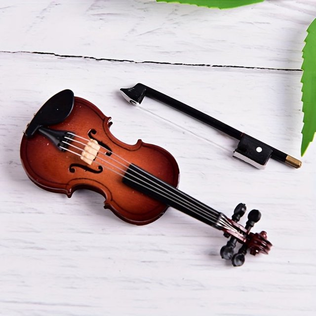 HLONK Modèle de Violon en Bois Miniature avec Repose-Tête Noir et Nœud - Instrument de Musique de Collection Réplique dans une Mallette Orange-Rouge pour Décoration Ou Exposition zzz