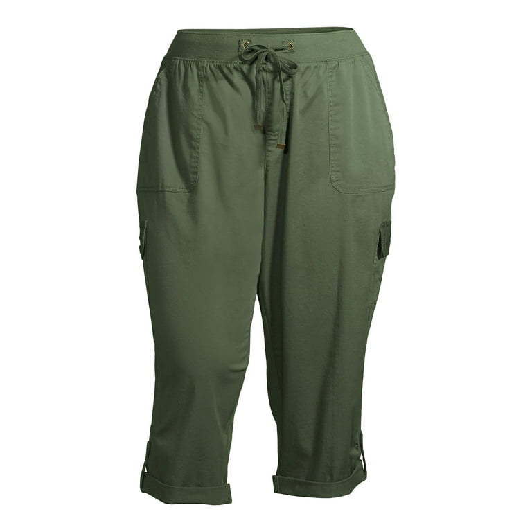 Terra & Sky Women's Plus Size Cargo Capri with Taping Terra & Sky Women's Plus Size Cargo Capri with Taping