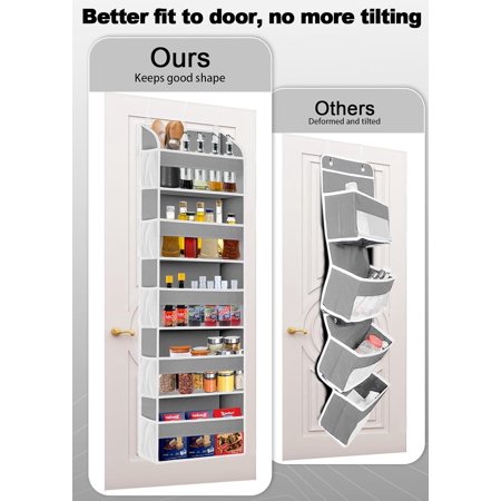 1 Pack Over The Door Storage Organizer with 5 Pockets 10 Mesh Side Pockets, 44 lbs Weight Capacity Door Hanging Organizers and Storage for Bedroom,Bathroom,Nursery,Pantry,Dorm(Light Gray)