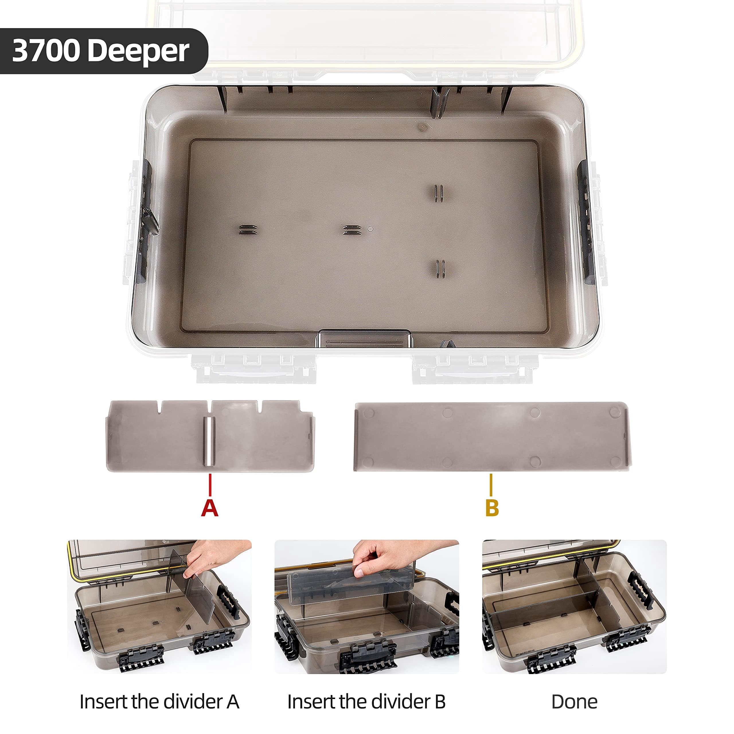 Fishing Tackle Box  Waterproof Tray For Jigs Lures Thicker Floating Utility With Adjustable Dividers 3600/3700/large 3700 Size