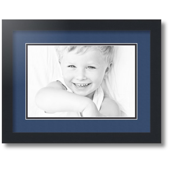ArtToFrames Collage Photo Picture Frame with 1 - 8x12" Openings, Framed in Black with Delft Blue and Black Mats (CDM-3926-720)