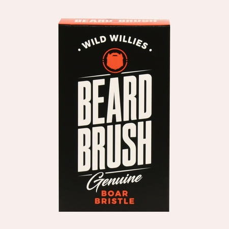 Wild Willies Beard Brush For Men. With Natural Boar Bristles for Professional Beard and Mustache Grooming. Beautifully Engraved, Small Travel Size & Ergonomically Designed Holder. No More Hair