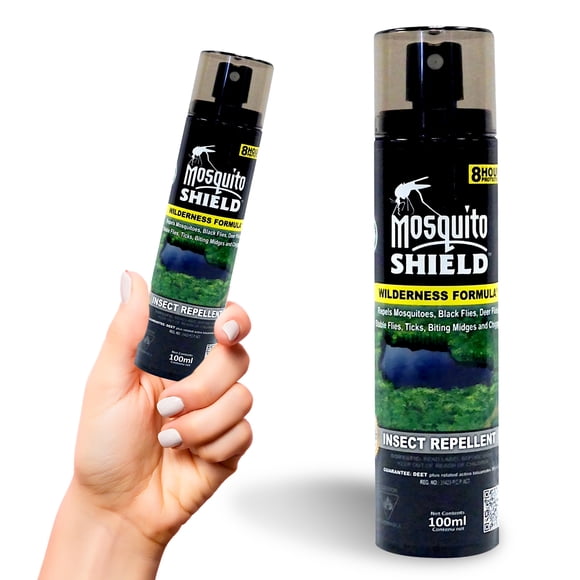 Mosquito Shield - Wilderness 30% DEET Mosquito Repellent, 8-Hour Bug Spray with DEET, Insect Repellent Spray for Camping, Fishing, and Hiking, Travel-Sized 100ml Bottle