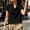 Black, variant on IUYRTFE Women's Draped Cowl Neck Short Sleeve Satin Blouse – Elegant Solid Color Summer Top for Office and Casual Daily Wear