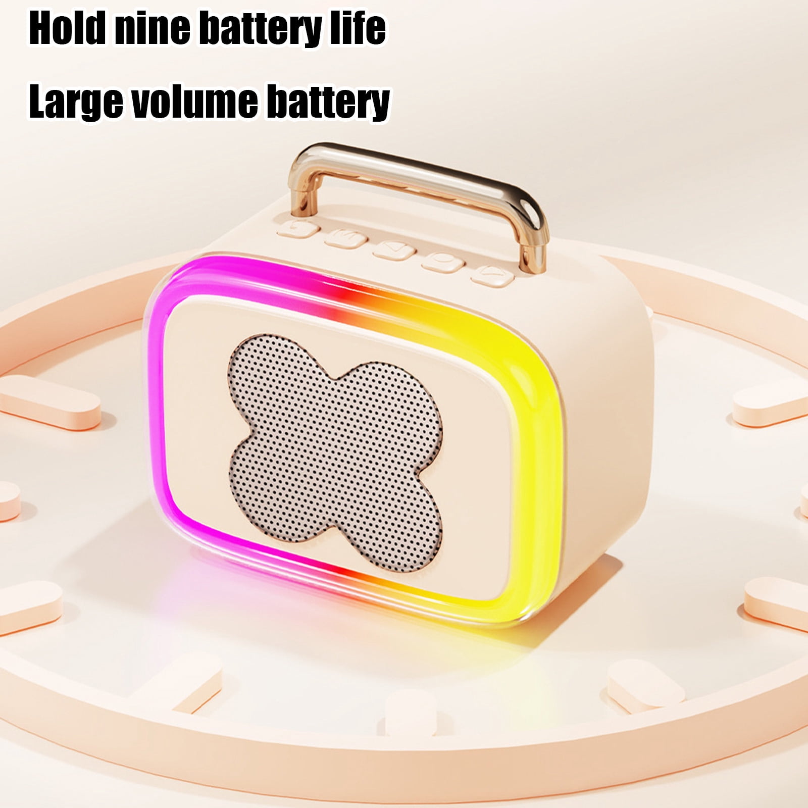 LACKUST RGB Bluetooth 5.3 Speaker, Low Latency Desktop Wireless Speaker with Color Changing Lights, Long Battery Life Room-Filling Sound for Gaming Movies Party - Beige