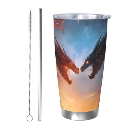 

Coaee Red And Blue Fire Cloud Dragon for 20oz Insulated Kettle Water Bottle For Running Hiking Cycling Climbing Men S Woman Insulated Water Bottle-Straw Two-piece Set