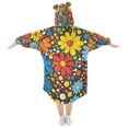 thumbnail image 2 of FORMRS Wearable Blanket Hoodie with Sleeves for Kids Cozy Flannel Sweatshirt, Cartoon Flowers, 2 of 7