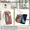 thumbnail image 5 of for iPhone 7 / 8 / SE 2022 & 2020 Case for Women,Cute Wallet Case with Zipper Pocket Purse Flower Embossed PU Leather Card Slots Wrist Strap Flip Folio Protective Phone Cover, Brown, 5 of 7