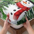 thumbnail image 3 of Full Size Fitted Sheet Set - Navy Blue Snowman Christmas 3 Piece Bedding Sets 16" Deep Pocket Fitted Sheet with 2 Pillowcases, Xmas Tree Snowflake Winter Birds Brushed Microfiber Hotel Bed Sheets, 3 of 9