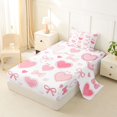 thumbnail image 2 of spefrowx Cute Cartoon Bow Twin Sheets for Kids, Pink Love Heart Print Bedding, 3pcs, 1 Flat Sheet, 1 Fitted Sheet and 1 Pillowcase, 2 of 6